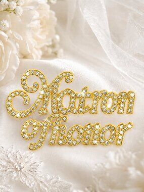 Bridal Party Brooch Pins (Matron of Honor (Gold))